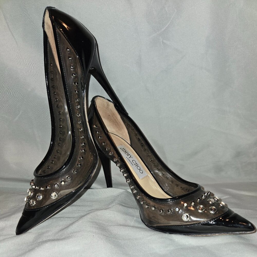 Jimmy Choo Black Studded PVC Pumps